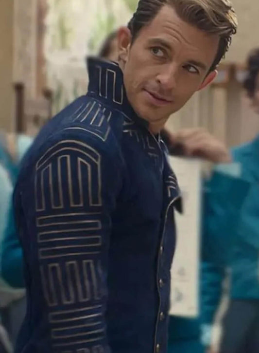 Harpoon Prince Fiyero Inspired Blue Leather Jacket - Wicked 2024 Style