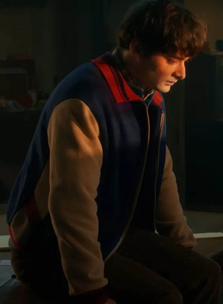 Harpoon Will Byers Inspired Blue And Beige Leather Jacket - Stranger Things Style