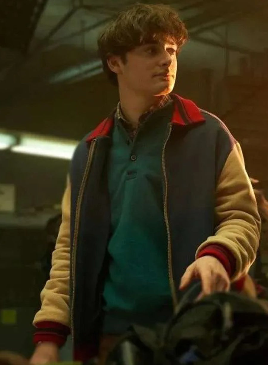 Harpoon Will Byers Inspired Blue And Beige Leather Jacket - Stranger Things Style