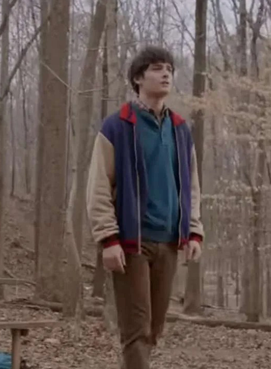 Harpoon Will Byers Inspired Blue And Beige Leather Jacket - Stranger Things Style