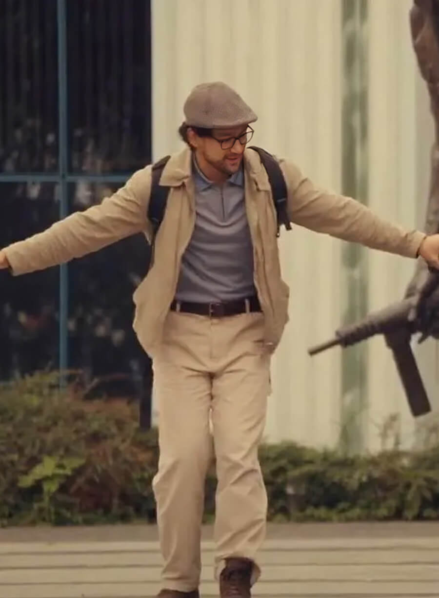 Harpoon James Inspired Beige Leather Jacket - A Real Pain 2024 Style