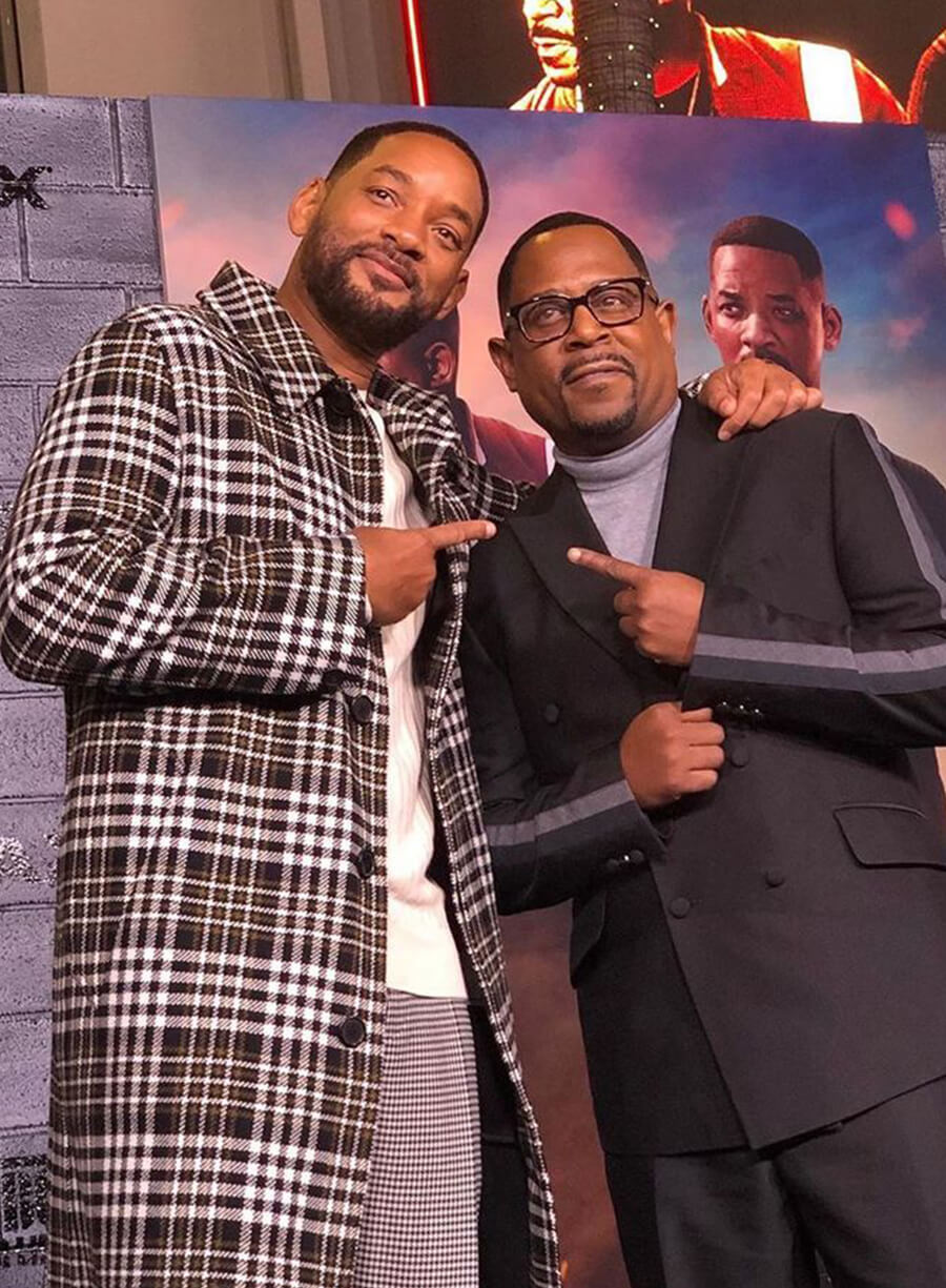 Harpoon Will Smith Bad Boys Ride or Die Plaid Trench Inspired Multi-Color Wool Fabric Coat