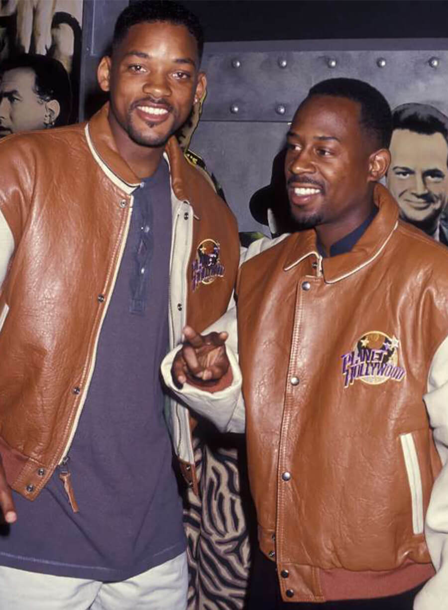 Harpoon Will Smith Inspired Brown and White Real Leather Varsity Jacket - Bad Boys Style