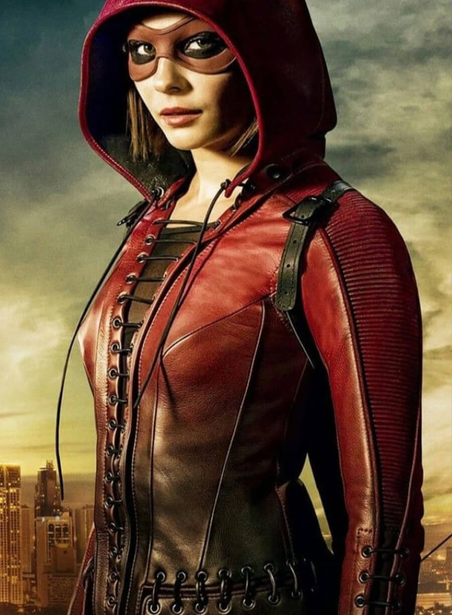 Harpoon Thea Queen Inspired Red & Black Hooded Jacket - Arrow TV Series Style
