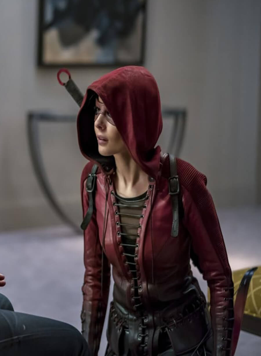 Harpoon Thea Queen Inspired Red & Black Hooded Jacket - Arrow TV Series Style