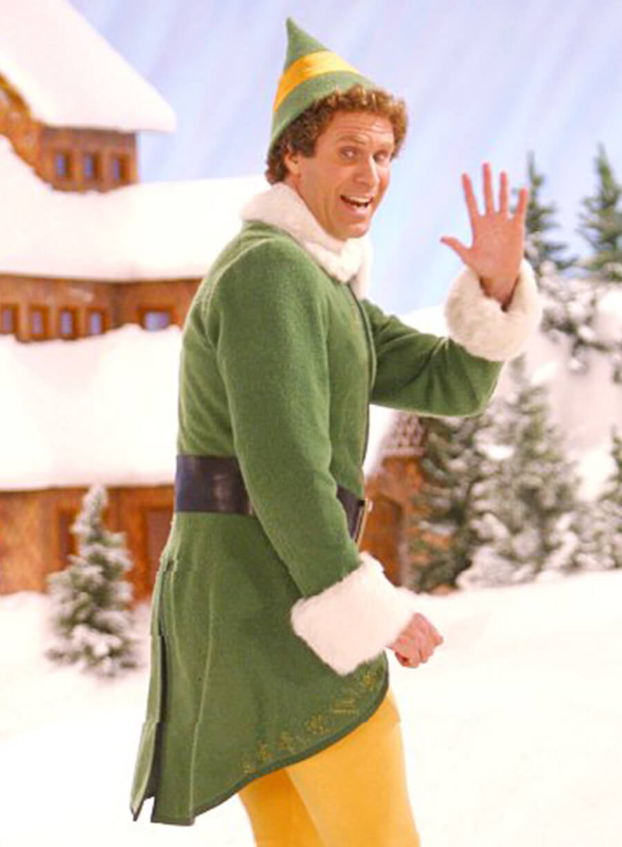 Harpoon William Buddy Inspired Green Wool Fabric Coat - Elf 2003 Style