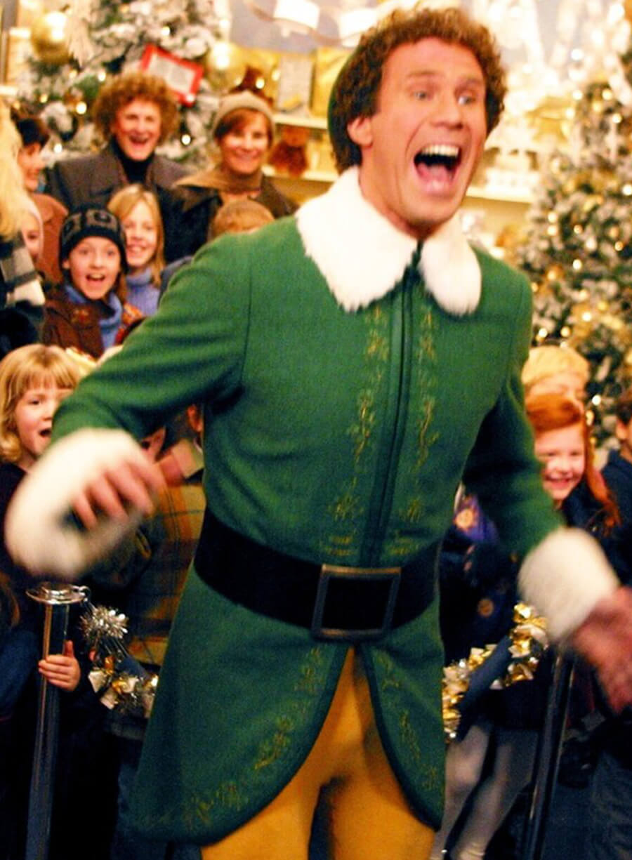 Harpoon William Buddy Inspired Green Wool Fabric Coat - Elf 2003 Style