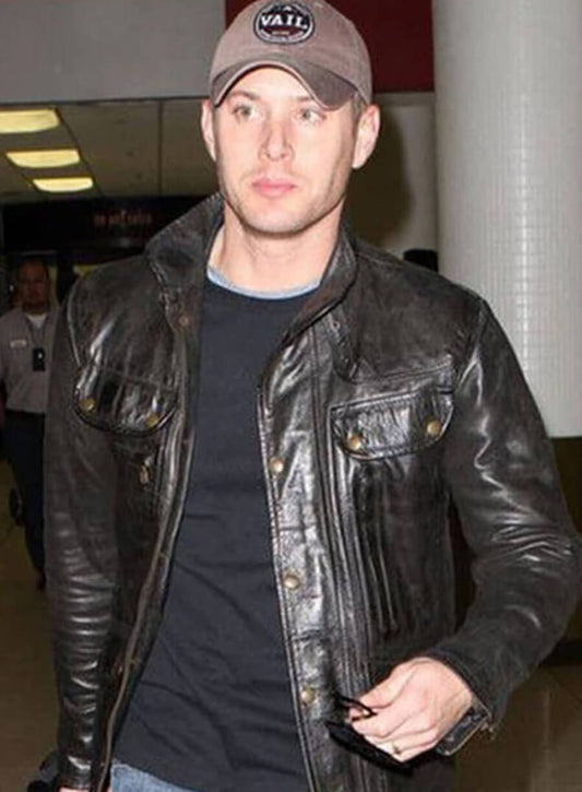 Harpoon Dean Winchester Inspired Dark Brown Real leather Leather Jacket - Supernatural Tv Series Style