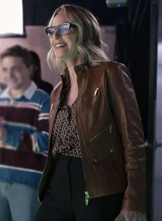 Harpoon Winnie Landell Inspired Brown Leather Jacket - Hacks Tv Series Style