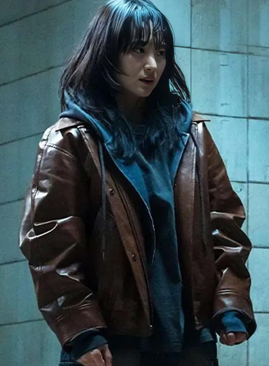 Harpoon Kim A-Hyeon Inspired Brown Leather Jacket - The Defects S01 Style