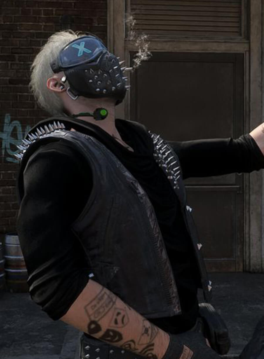 Harpoon Wrench Inspired Black Real Leather Leather Jacket - Watch Dogs: Legion Style