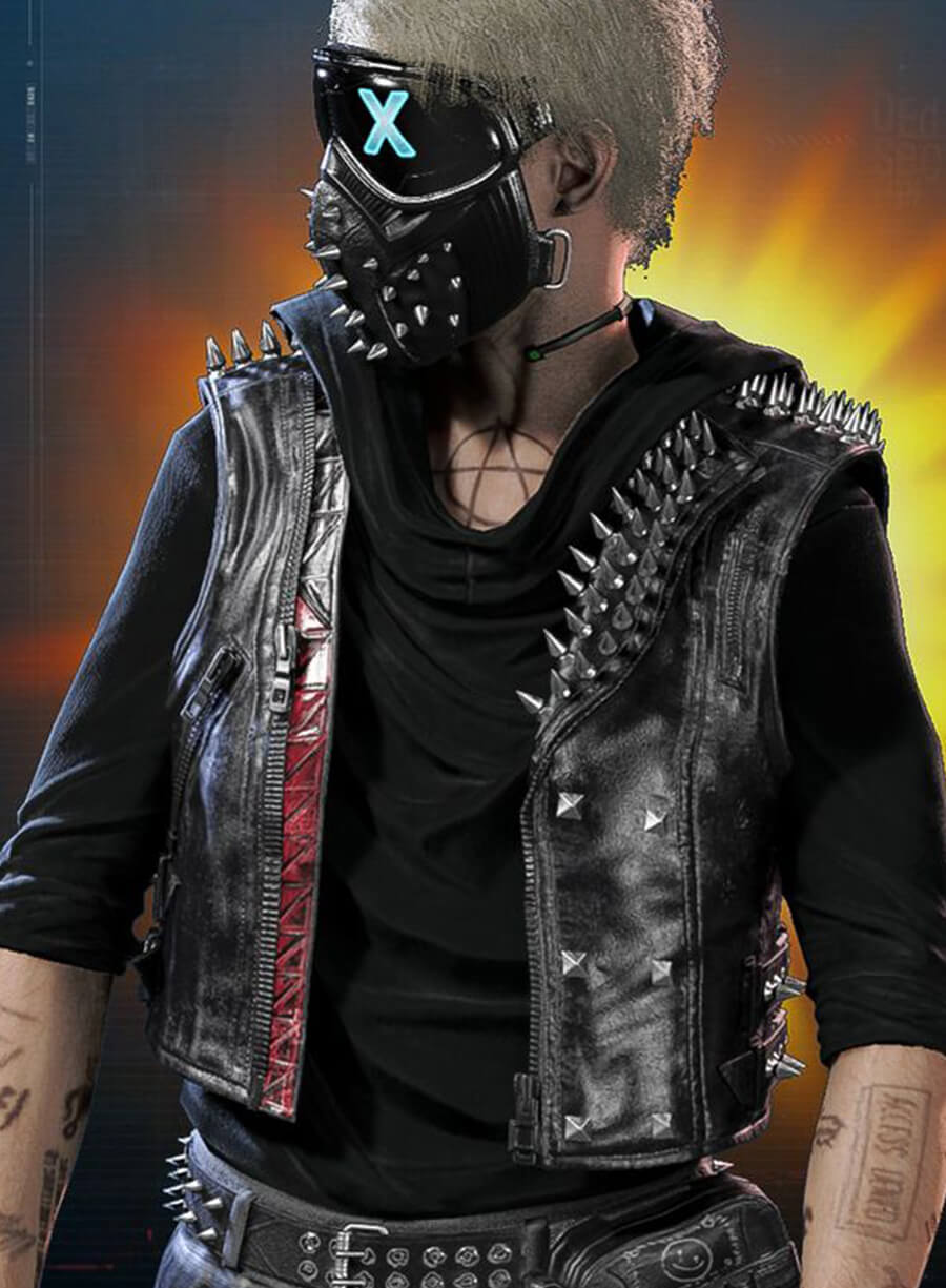 Harpoon Wrench Inspired Black Real Leather Leather Jacket - Watch Dogs: Legion Style
