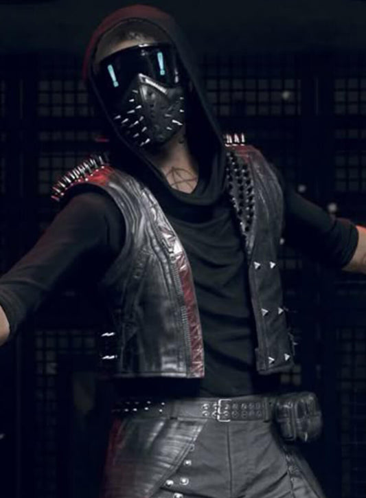 Harpoon Wrench Inspired Black Real Leather Leather Jacket - Watch Dogs: Legion Style