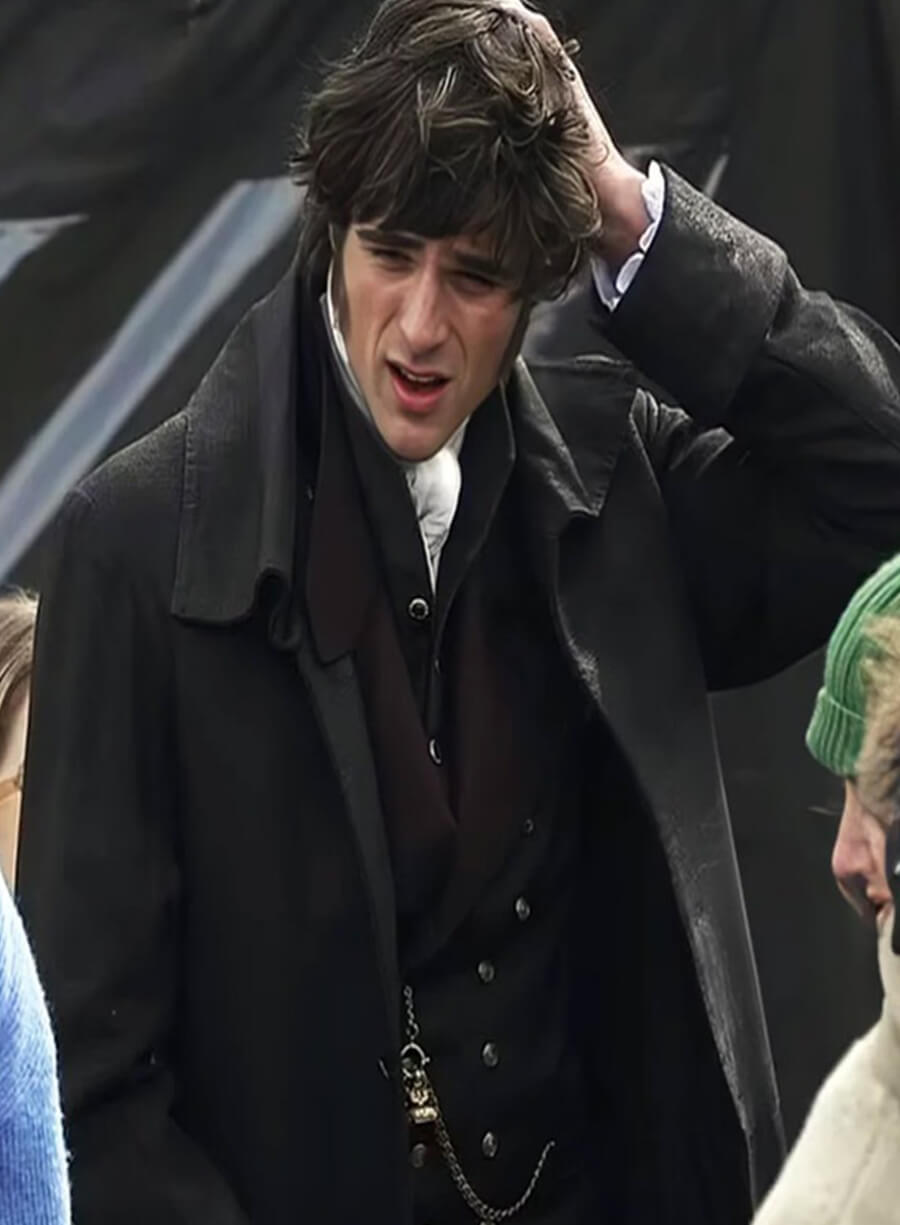 Harpoon Randy Watson Inspired Black Wool Fabric Coat - Wuthering Heights 2026 Style