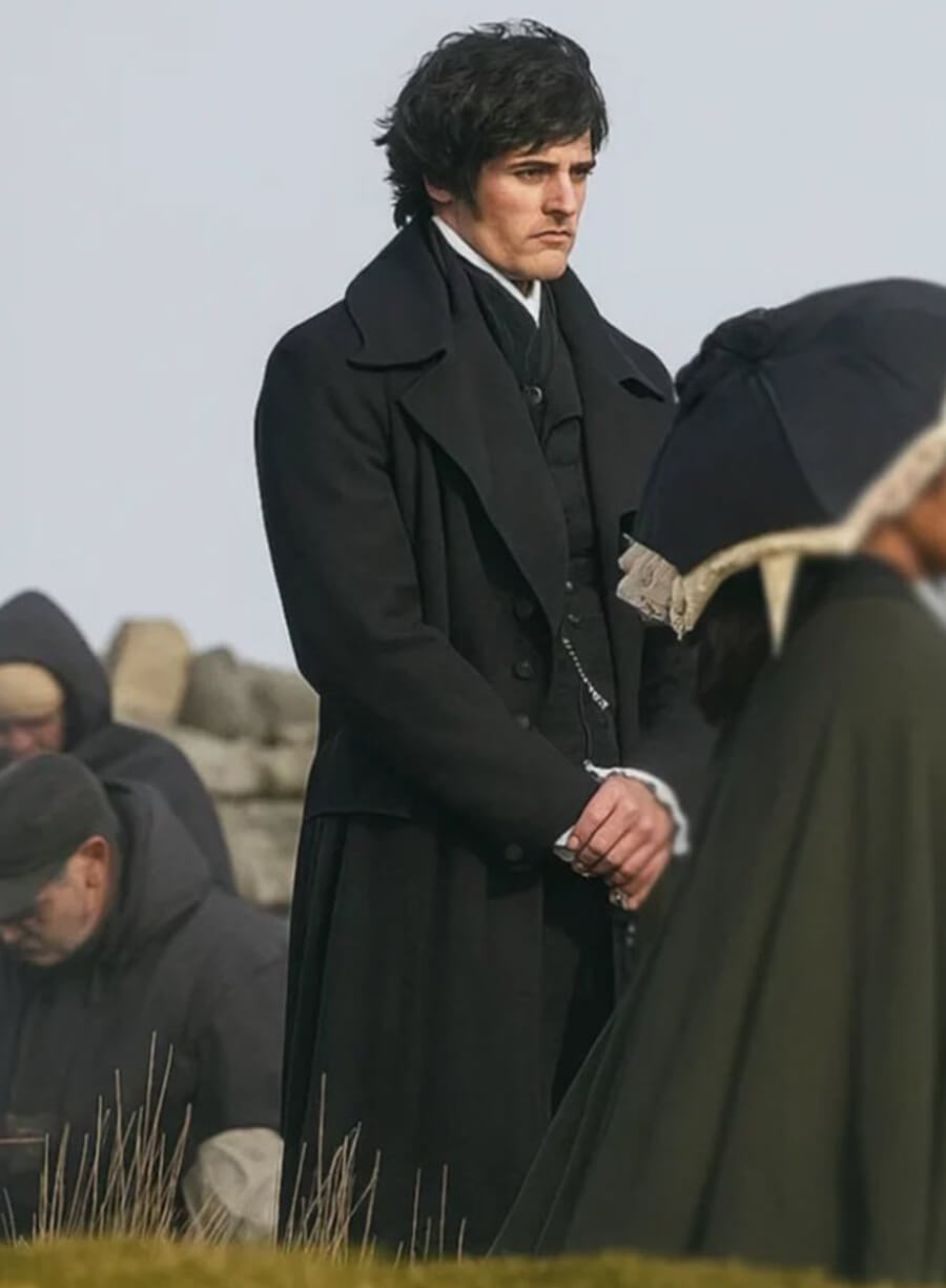 Harpoon Randy Watson Inspired Black Wool Fabric Coat - Wuthering Heights 2026 Style