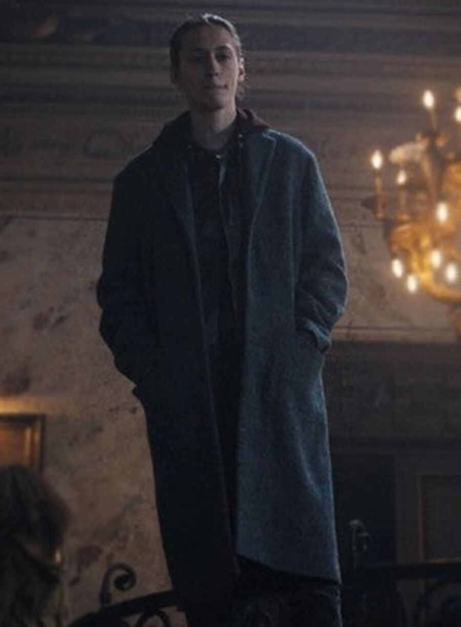 Harpoon Xavier Thorpe Inspired Grey Wool Coat - Wednesday Style