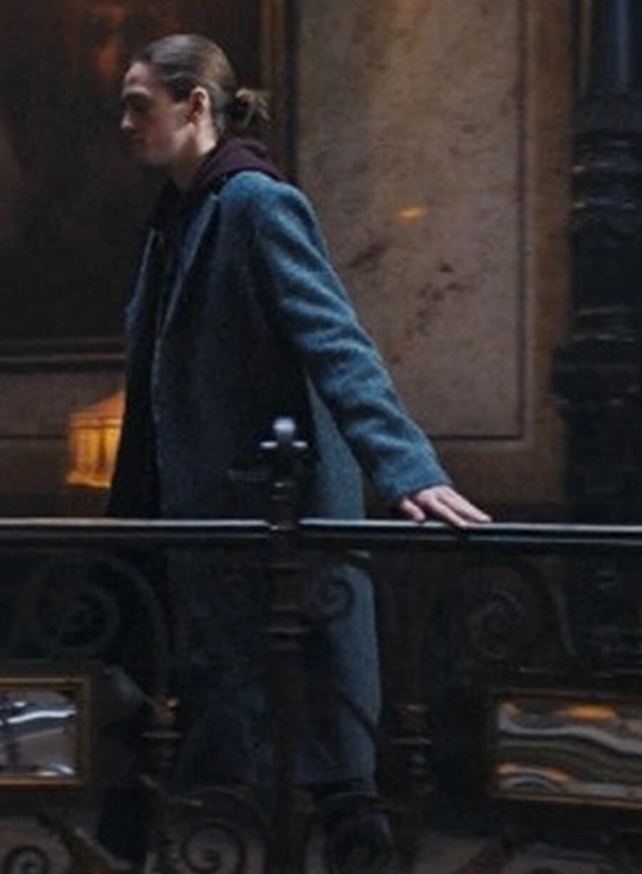 Harpoon Xavier Thorpe Inspired Grey Wool Coat - Wednesday Style