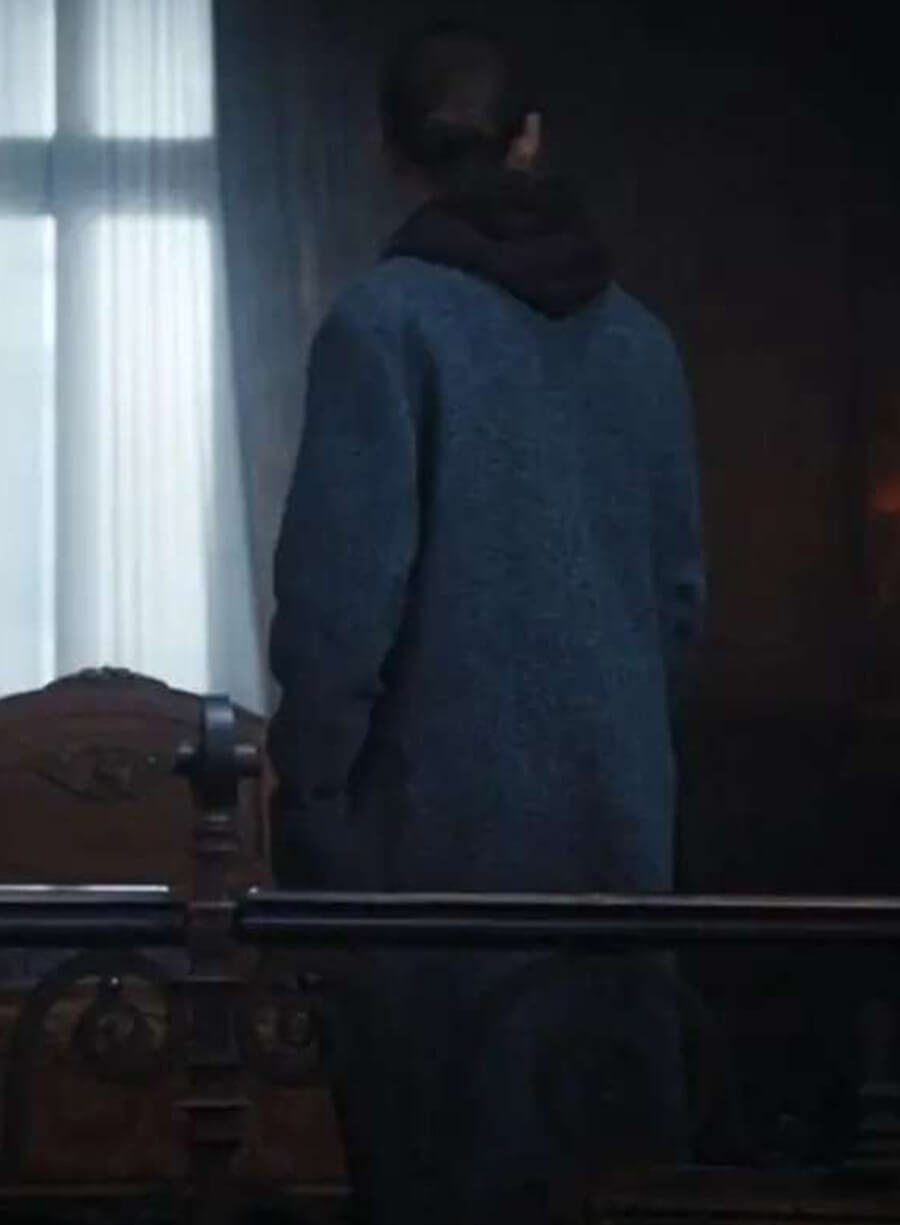 Harpoon Xavier Thorpe Inspired Grey Wool Coat - Wednesday Style