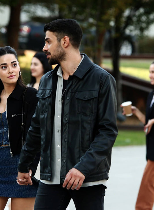 Harpoon Yaman Inspired Black Real Leather Leather Jacket - Yabani Tv Series Style