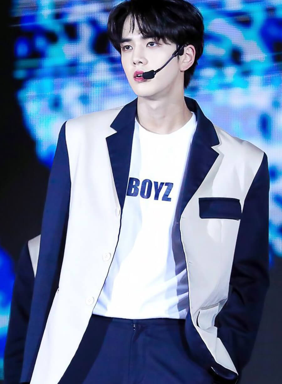 Harpoon Younghoon The Boyz Blazer Inspired Black & White Leather Jacket
