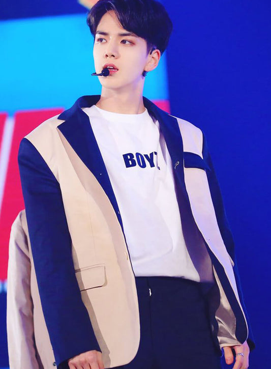 Harpoon Younghoon The Boyz Blazer Inspired Black & White Leather Jacket