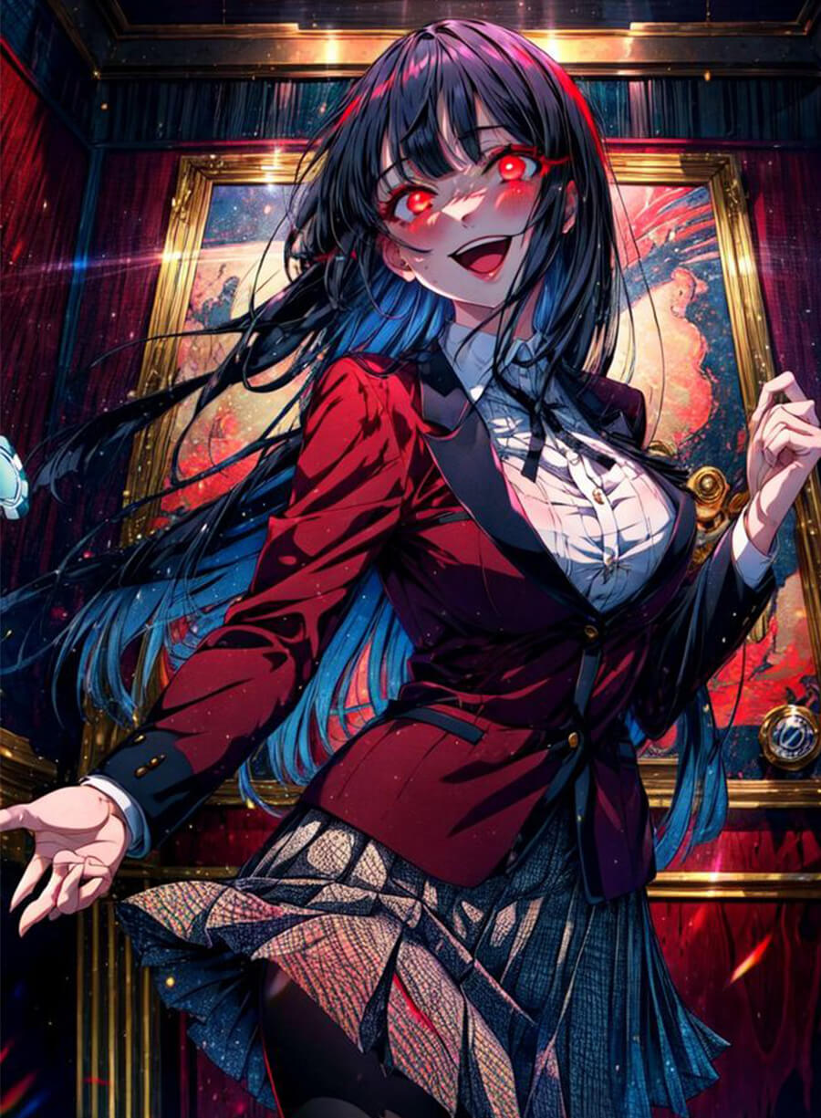 Harpoon Yumeko Jabami Inspired Red Suiting Fabric Leather Jacket - Kakegurui Style