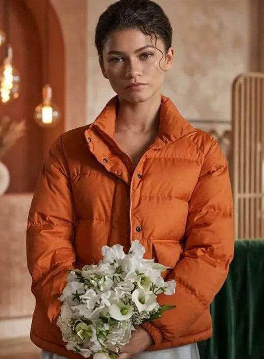 Harpoon Emma Inspired Orange Parachute Fabric Leather Jacket - The Drama 2026 Style