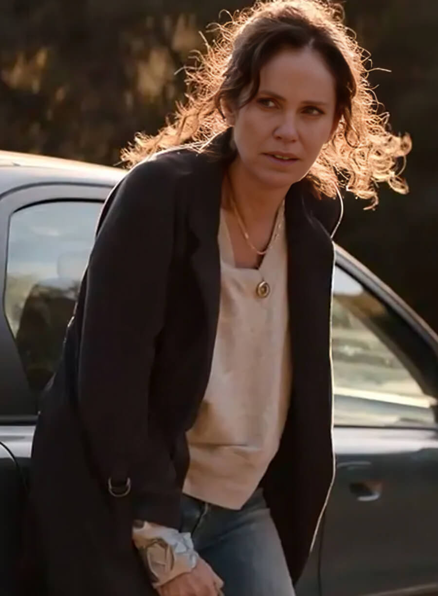 Harpoon Amy Brenneman Inspired Black Wool Fabric Coat - The Old Man Tv Series Style