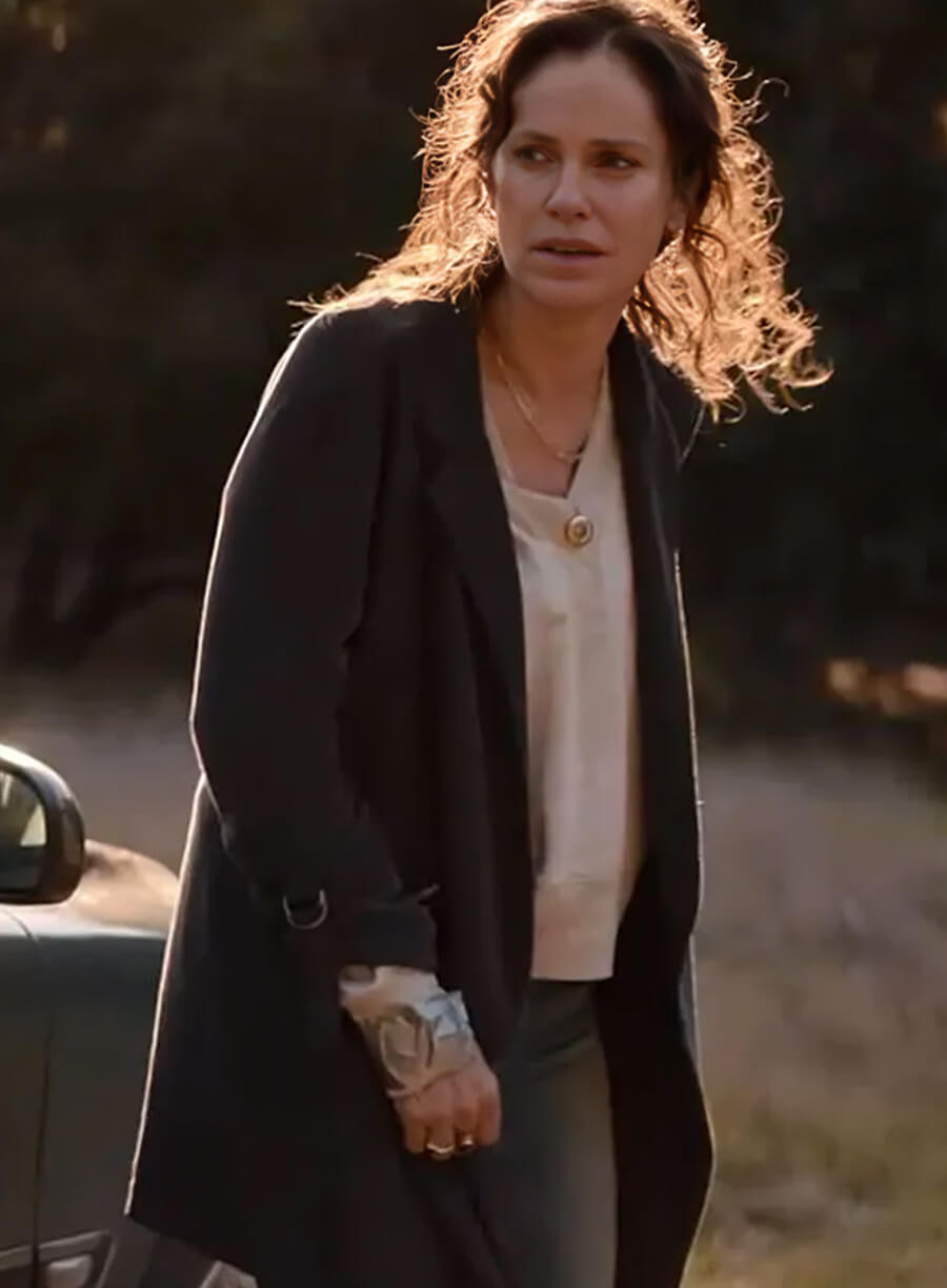Harpoon Amy Brenneman Inspired Black Wool Fabric Coat - The Old Man Tv Series Style