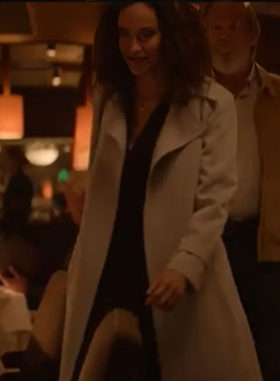 Harpoon Amy Brenneman Inspired White Fabric Coat - The Old Man Tv Series Style