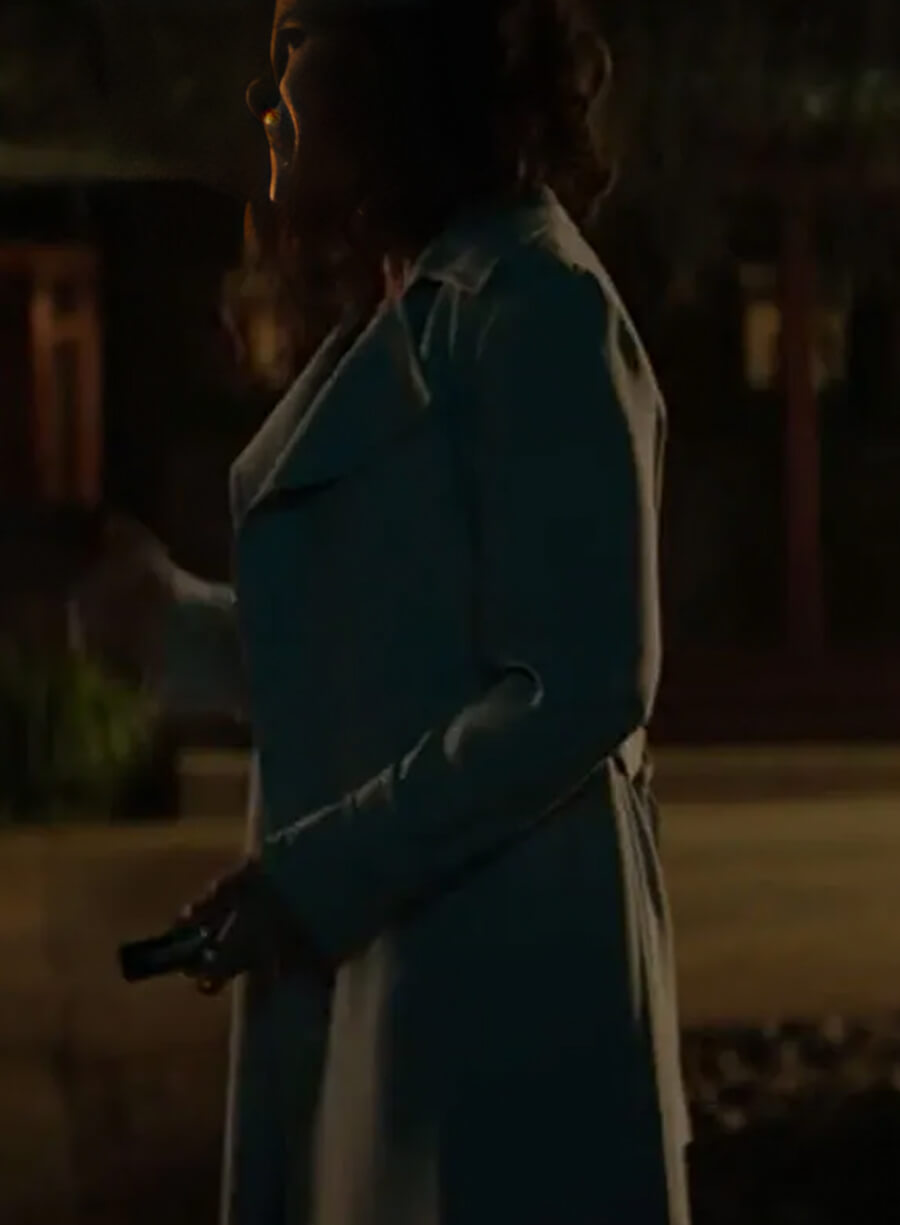 Harpoon Amy Brenneman Inspired White Fabric Coat - The Old Man Tv Series Style