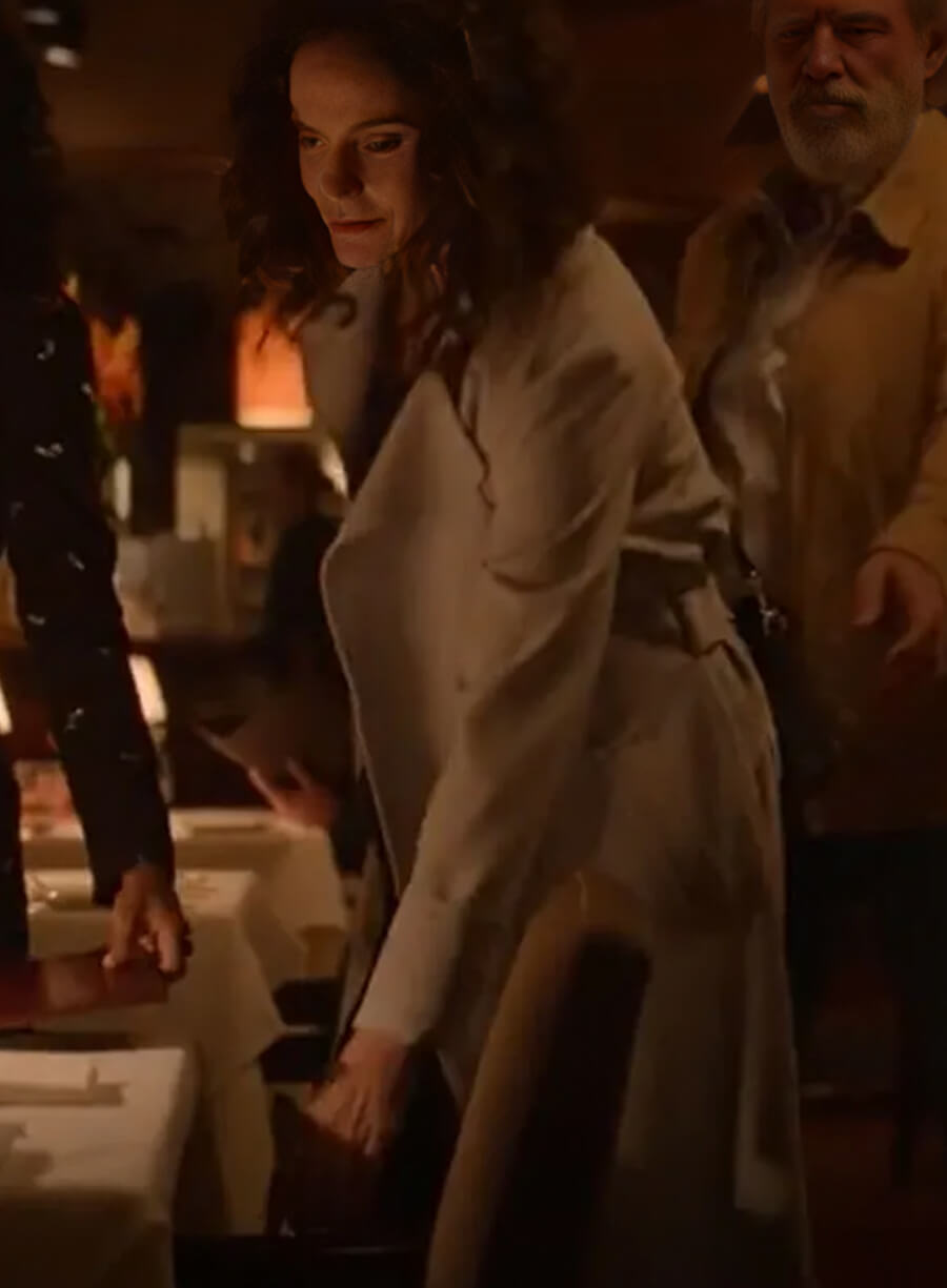 Harpoon Amy Brenneman Inspired White Fabric Coat - The Old Man Tv Series Style