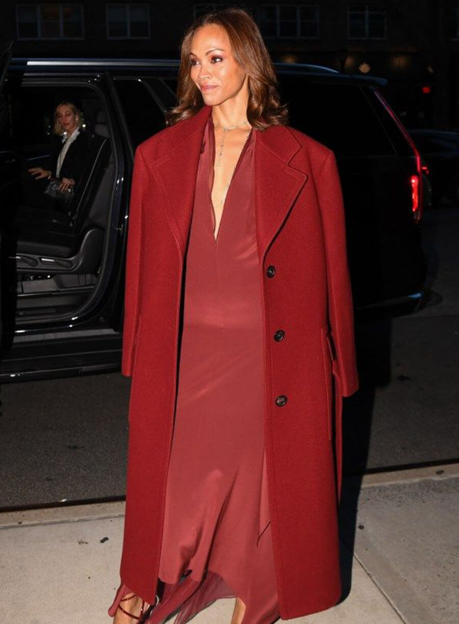 Harpoon Zoe Saldana Long Inspired Red Coat