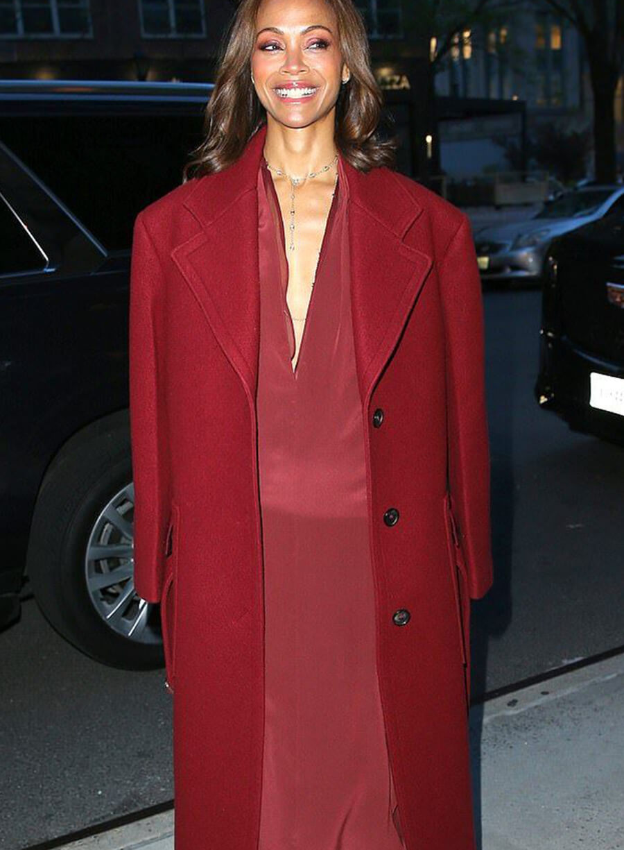 Harpoon Zoe Saldana Long Inspired Red Coat