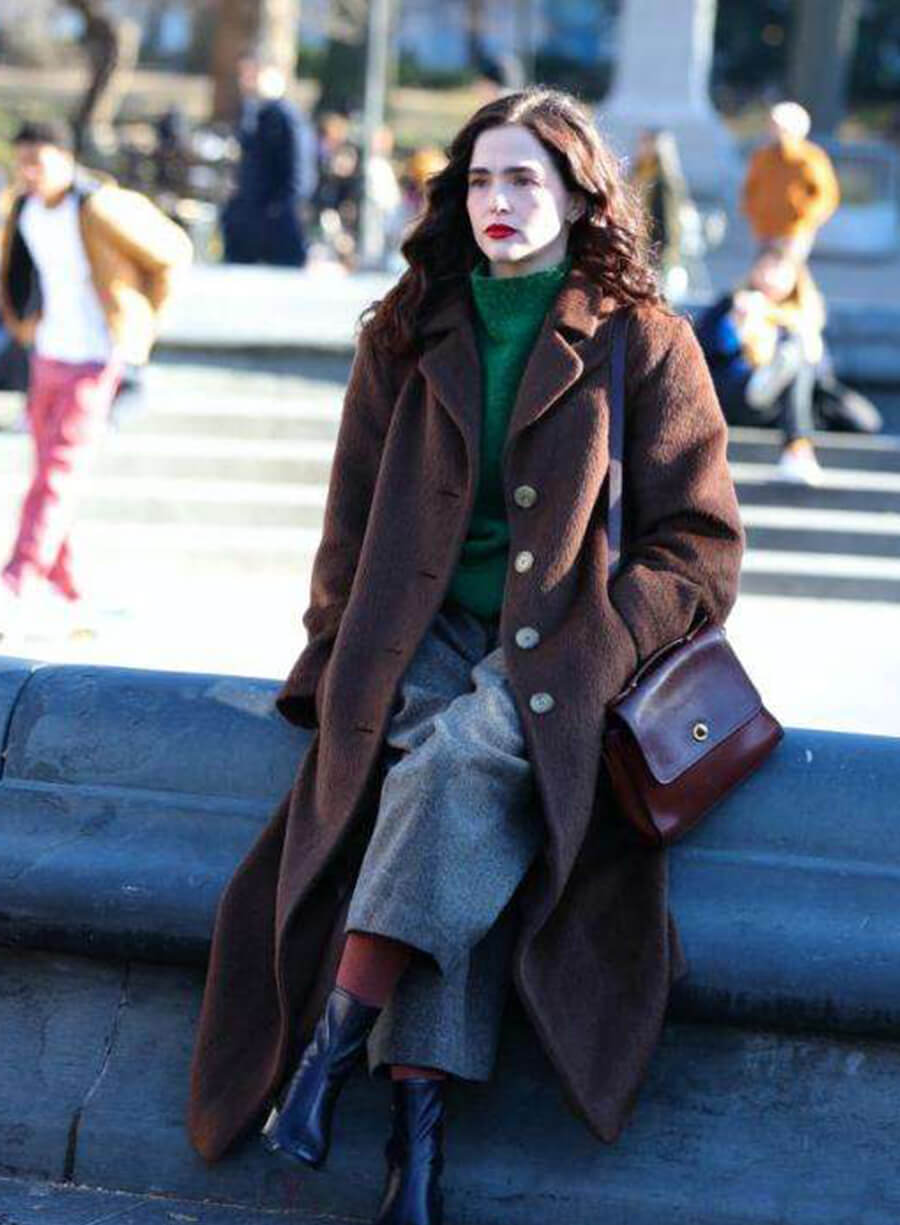 Harpoon Zoey Deutch Inspired Brown Wool Coat - Something from Tiffany's Style