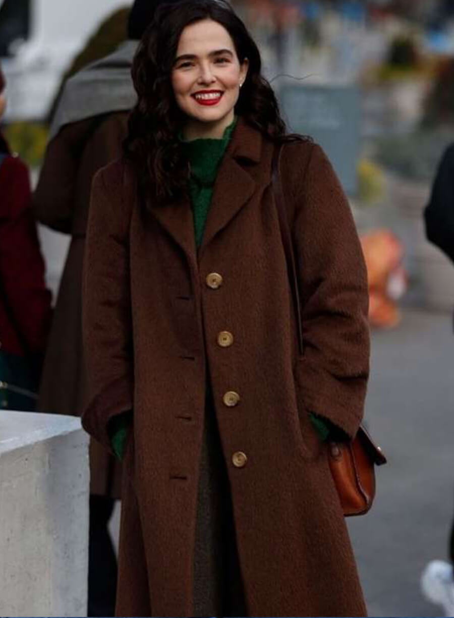 Harpoon Zoey Deutch Inspired Brown Wool Coat - Something from Tiffany's Style