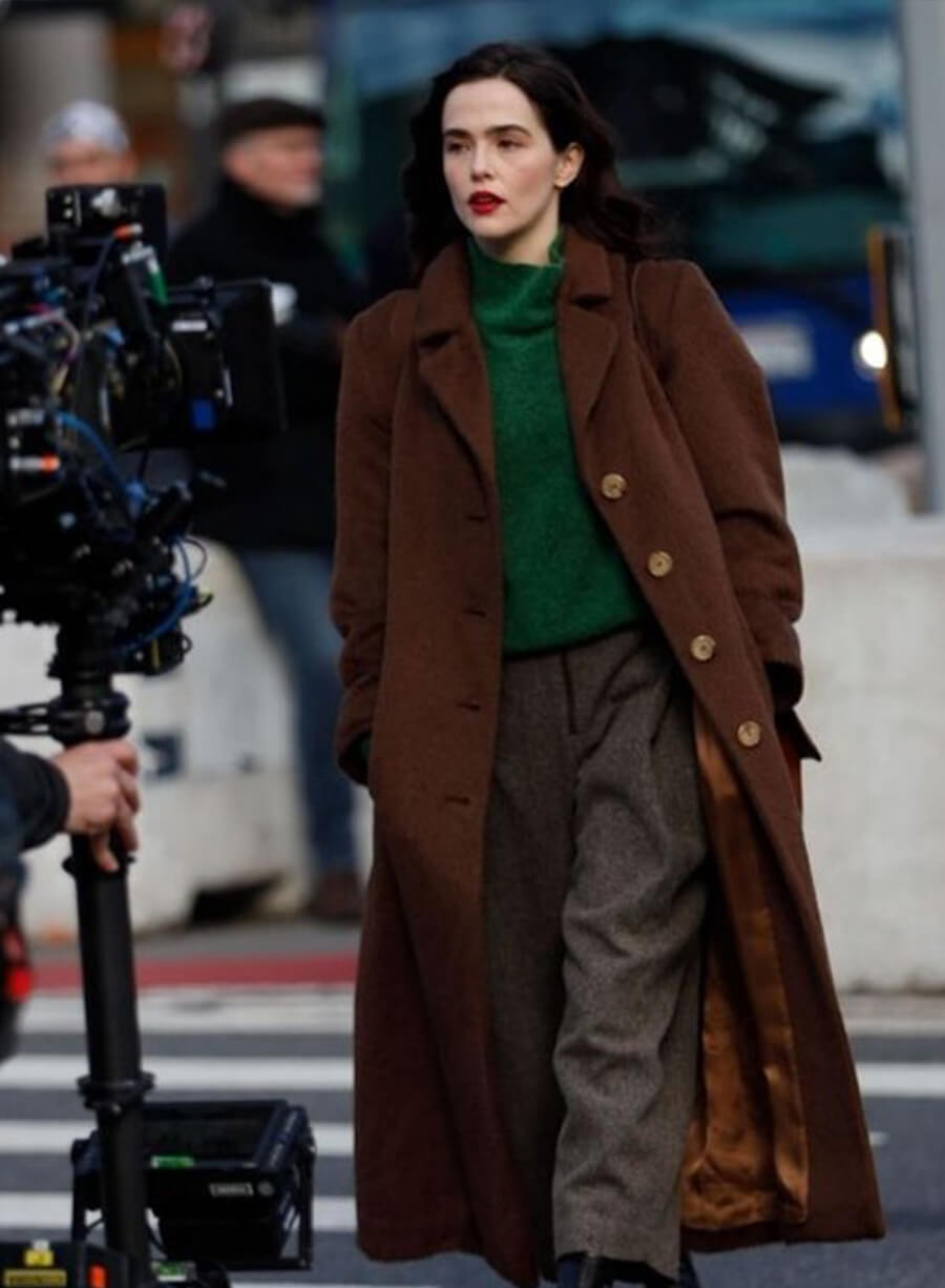 Harpoon Zoey Deutch Inspired Brown Wool Coat - Something from Tiffany's Style