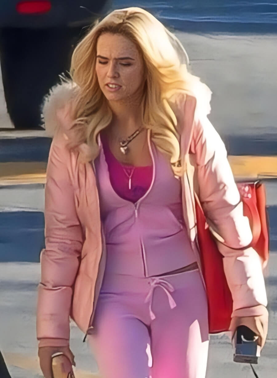 Harpoon Zoey Deutch Inspired Pink Fabric Hooded Jacket - Zombieland Style